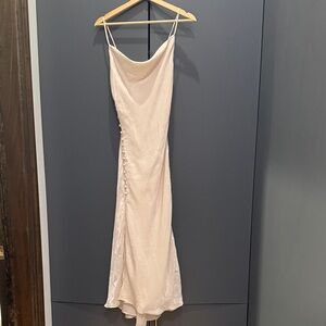 White Slip Dress with Button Side Detail
